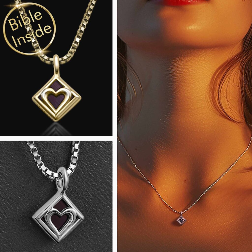 Gold Shop Online: Elegant Heart Diamond Pendant With Bible Inside from My Nano Jewelry